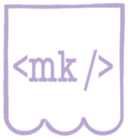 The letters MK engraved in a tab-like stamp